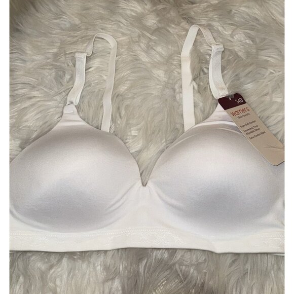 Warners WR1269 Cloud 9 Wire Free Contour Bra Lightly Lined Womens 34B White New - Picture 3 of 6